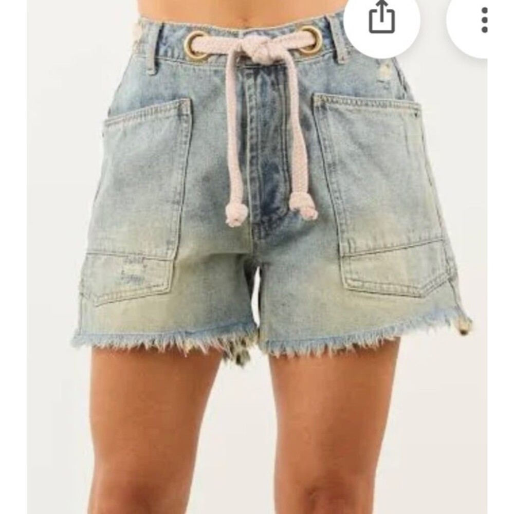 Bibi Shorts BIBI 100%cotton denim jean shorts braid rope belt NEW womens Medium - Picture 11 of 11